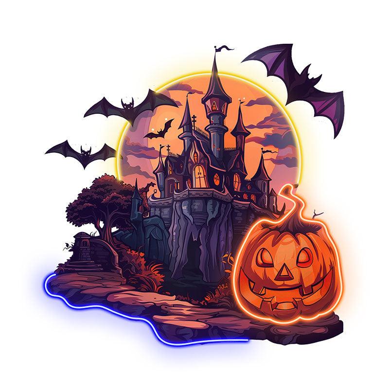 Spooky Pumpkin Castle Decoration neon signs | Enchanting LED Light for Halloween Magic | Perfect for Parties and Home Decor