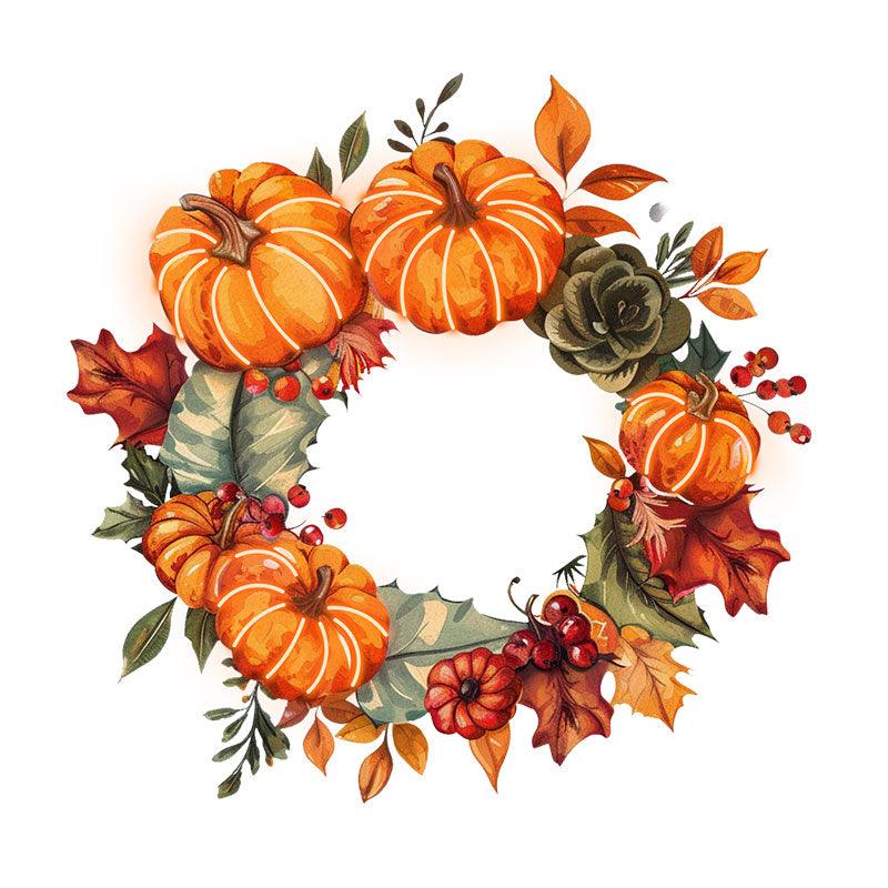 Thanksgiving Fruit Wreath neon signs- Pumpkin, Leaf & Grape Decorated with LED Neon - Perfect Holiday Home Decor!