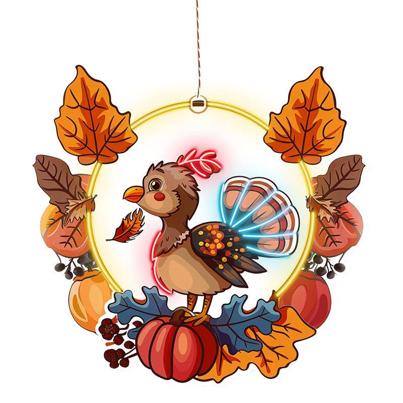 Thanksgiving  neon signs Turkey with Fruit Basket Decoration - The Perfect Combination for Holiday Cheer