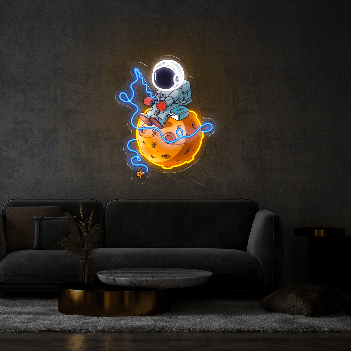 Astronaut Fishing Artwork Led Neon Sign
