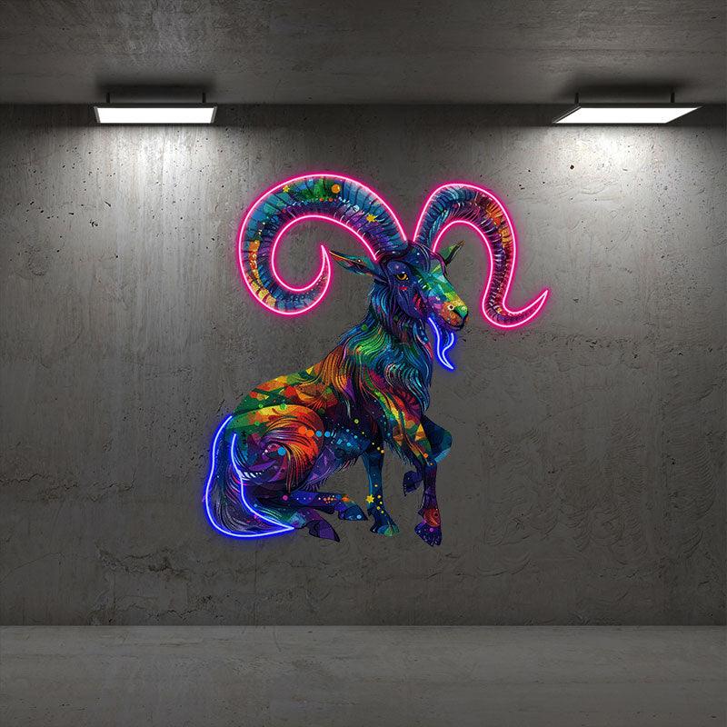 Capricorn Neon signs Light - Stylish LED Zodiac Sign Decor for Home, Perfect Gift for Capricorn Lovers, Ambitious Wall Art