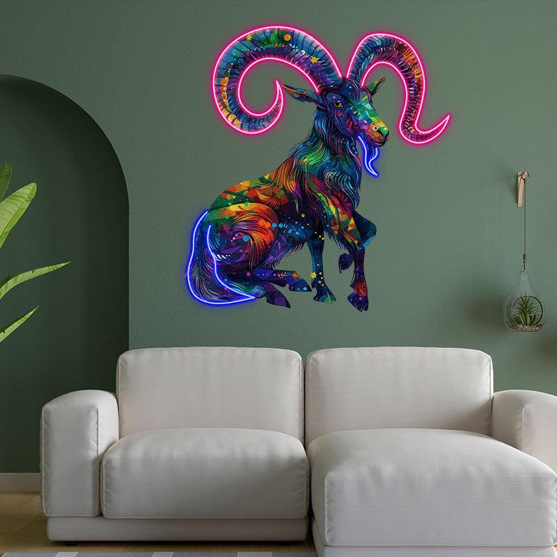 Capricorn Neon signs Light - Stylish LED Zodiac Sign Decor for Home, Perfect Gift for Capricorn Lovers, Ambitious Wall Art