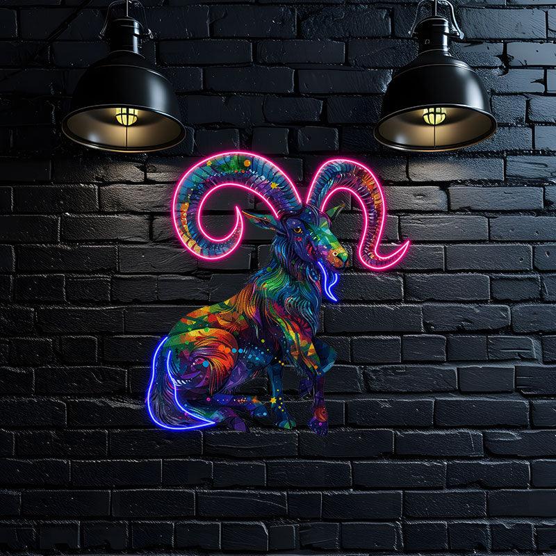 Capricorn Neon signs Light - Stylish LED Zodiac Sign Decor for Home, Perfect Gift for Capricorn Lovers, Ambitious Wall Art
