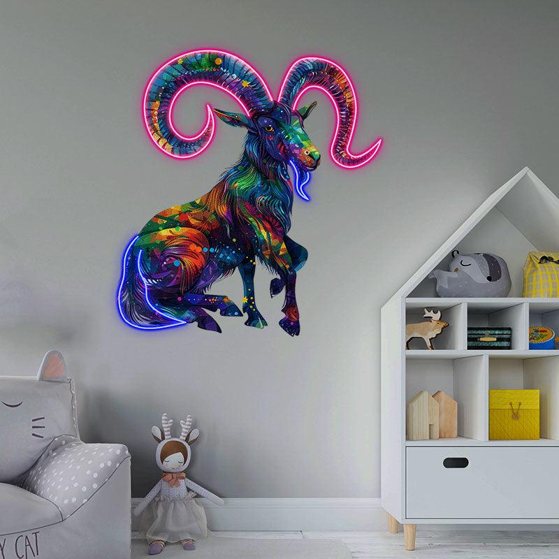 Capricorn Neon signs Light - Stylish LED Zodiac Sign Decor for Home, Perfect Gift for Capricorn Lovers, Ambitious Wall Art
