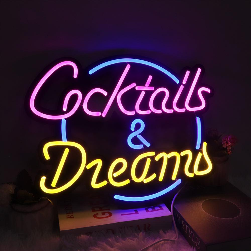 Cocktails & Dreams USB-powered LED Neon Sign