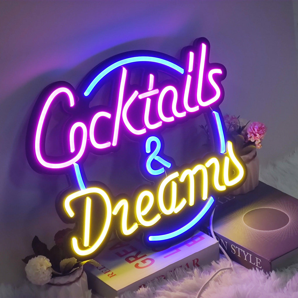 Cocktails & Dreams USB-powered LED Neon Sign