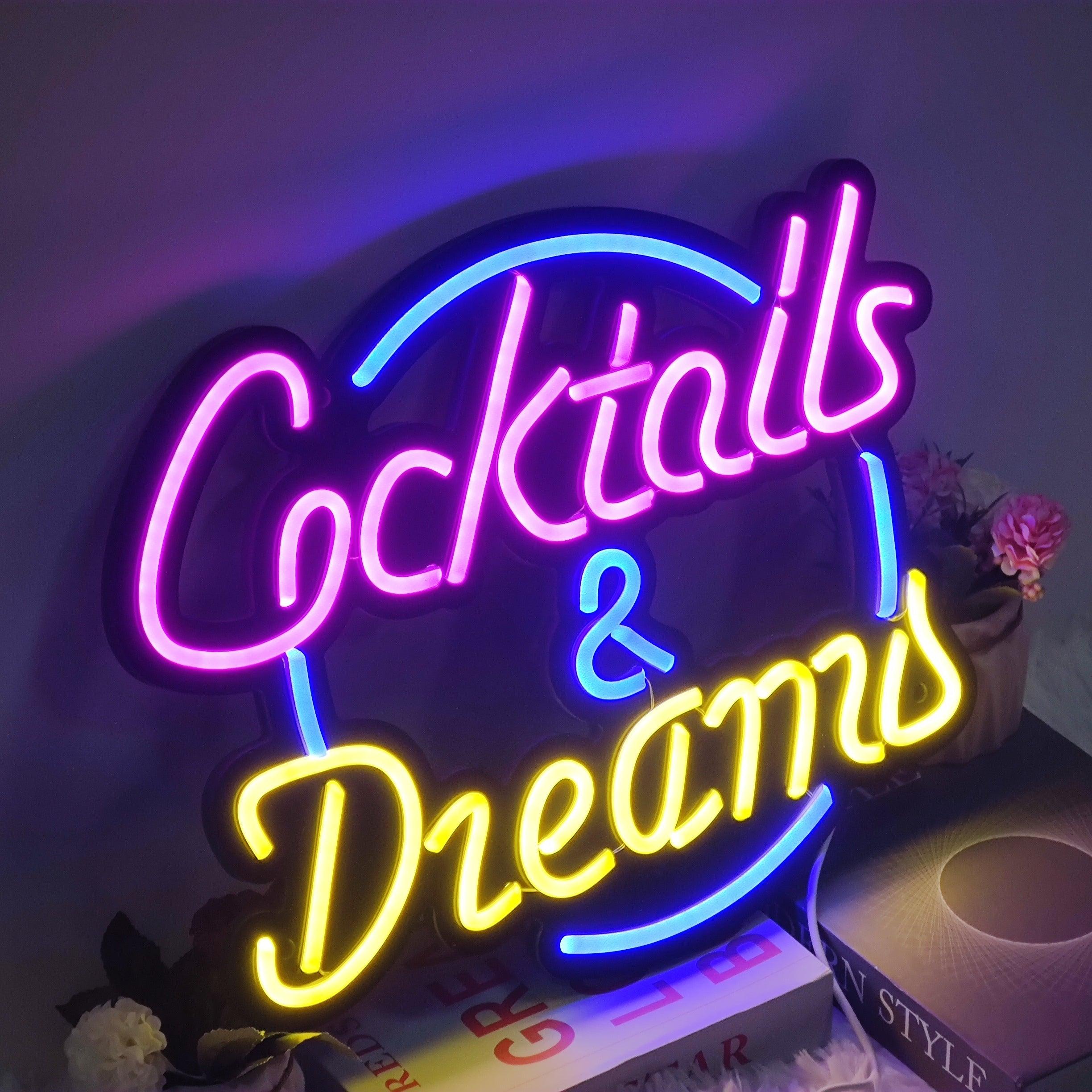 Cocktails & Dreams USB-powered LED Neon Sign