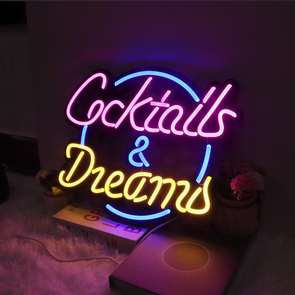 Cocktails & Dreams USB-powered LED Neon Sign