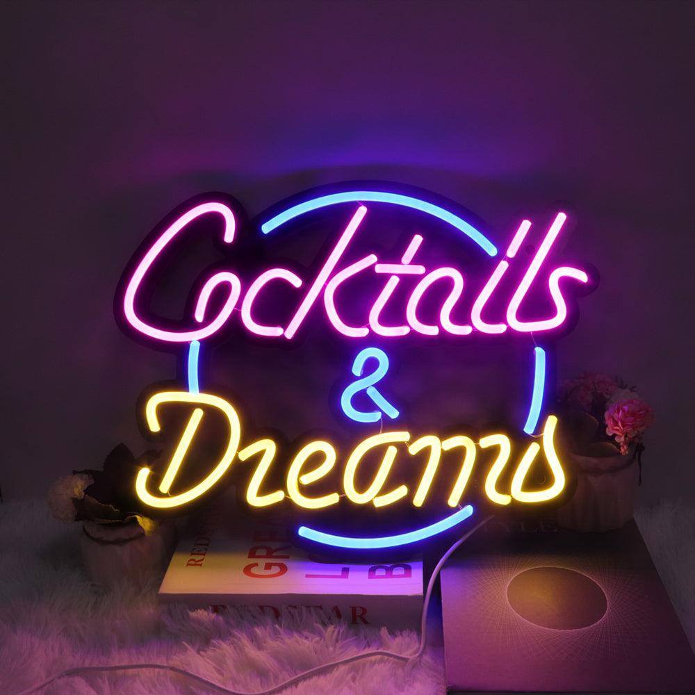 Cocktails & Dreams USB-powered LED Neon Sign