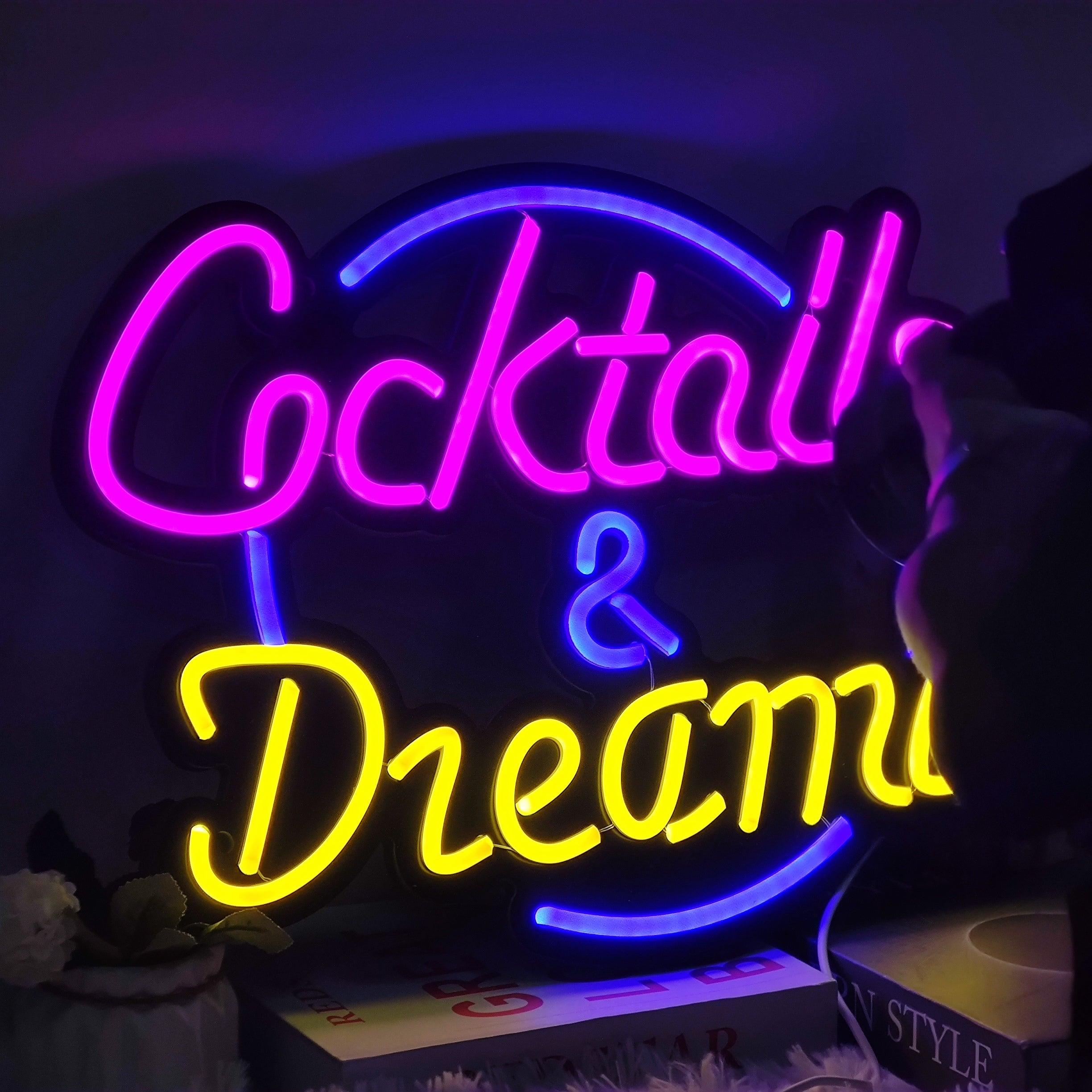 Cocktails & Dreams USB-powered LED Neon Sign