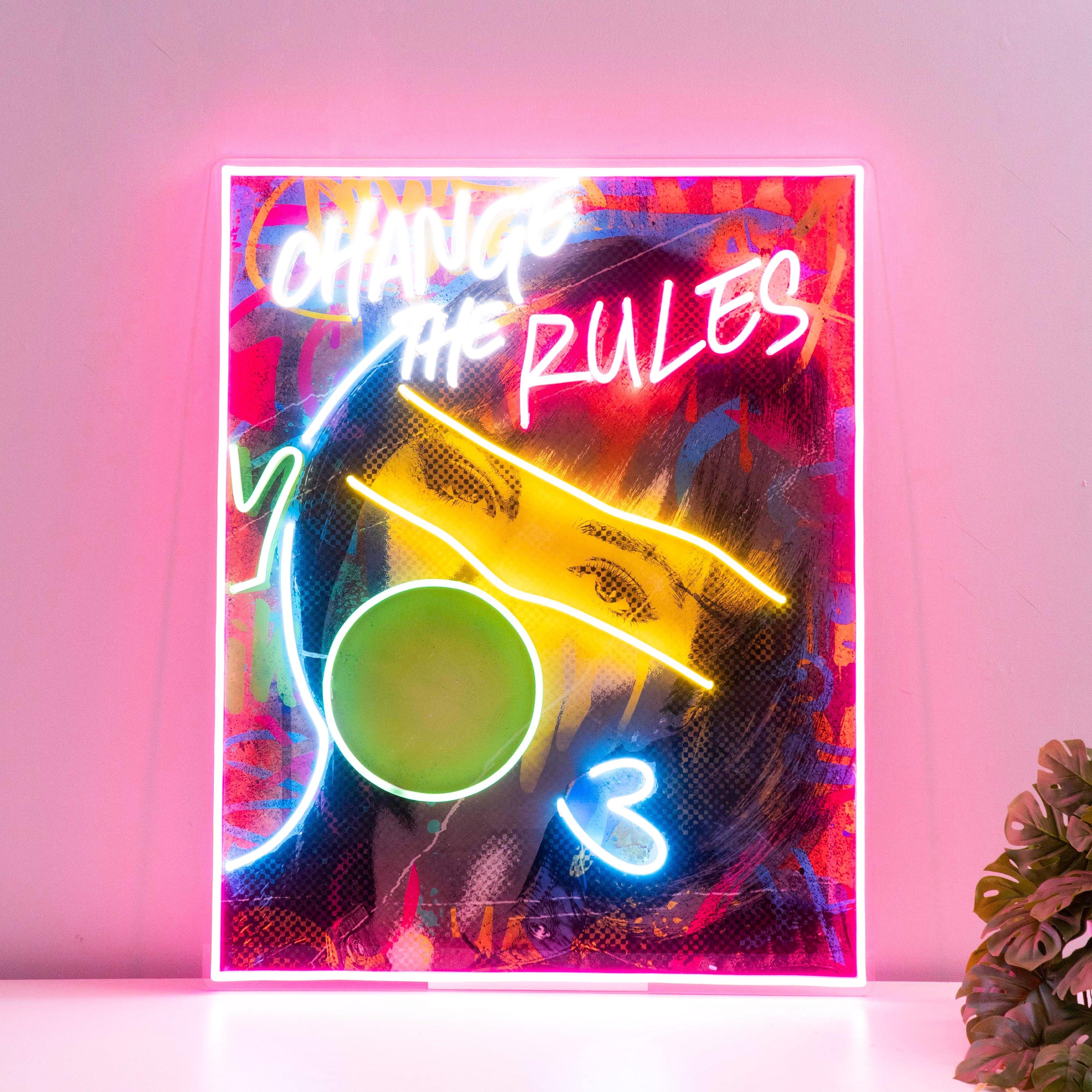 Rebelious Change The Rule Collapse Art LED Neon Signs Light Pop Art