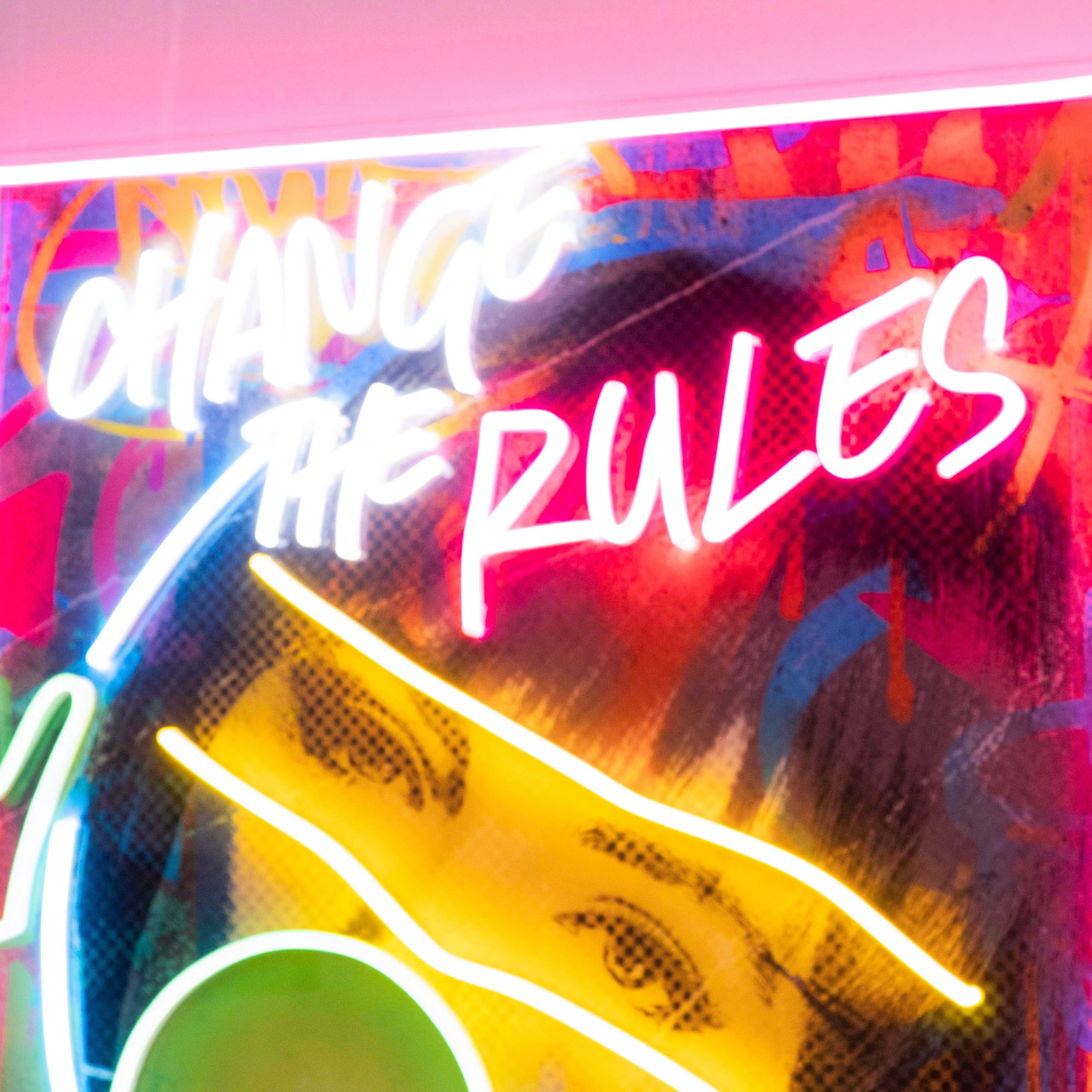 Rebelious Change The Rule Collapse Art LED Neon Signs Light Pop Art