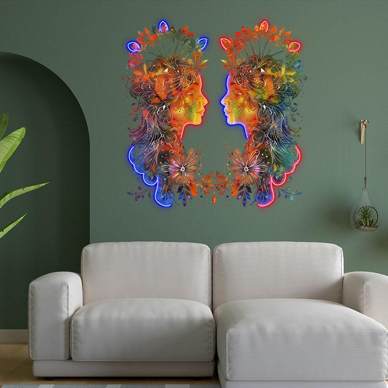 Gemini Neon  signs Light - Playful LED Zodiac Sign Decor for Home, Perfect Gift for Gemini Lovers, Versatile and Fun Wall Art
