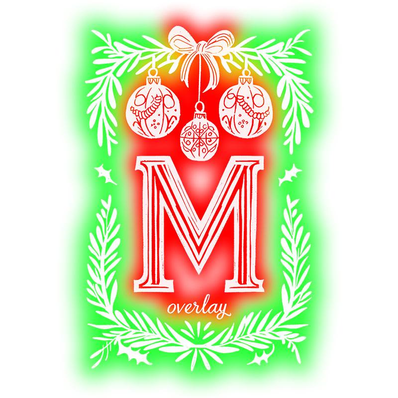Merry Christmas Poker Shape Chart neon signs - Big M letter, hanging red lanterns, light up the holiday spirit!