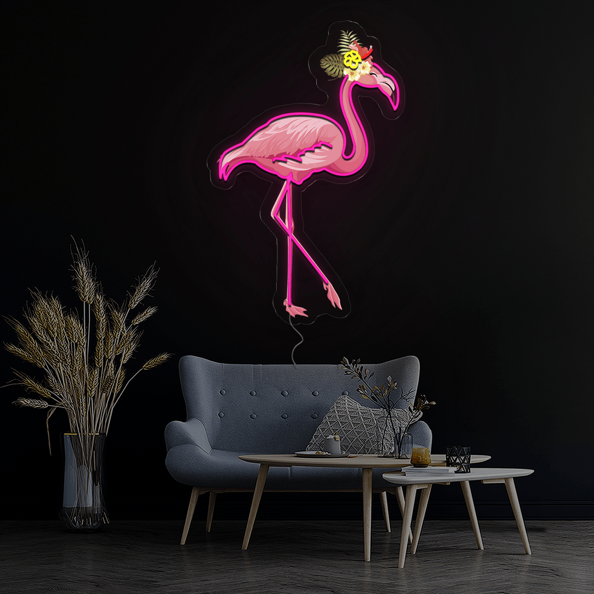 Cute Flamingo Artwork Neon Sign