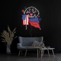 Dog Love American Flag 4th Of July Artwork Neon Sign