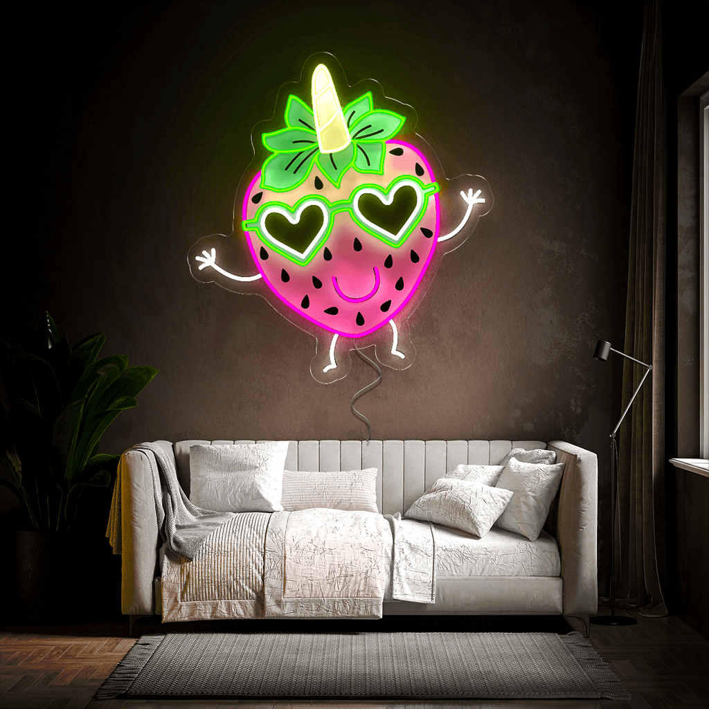 Strawberry Just Smile Artwork Neon Sign