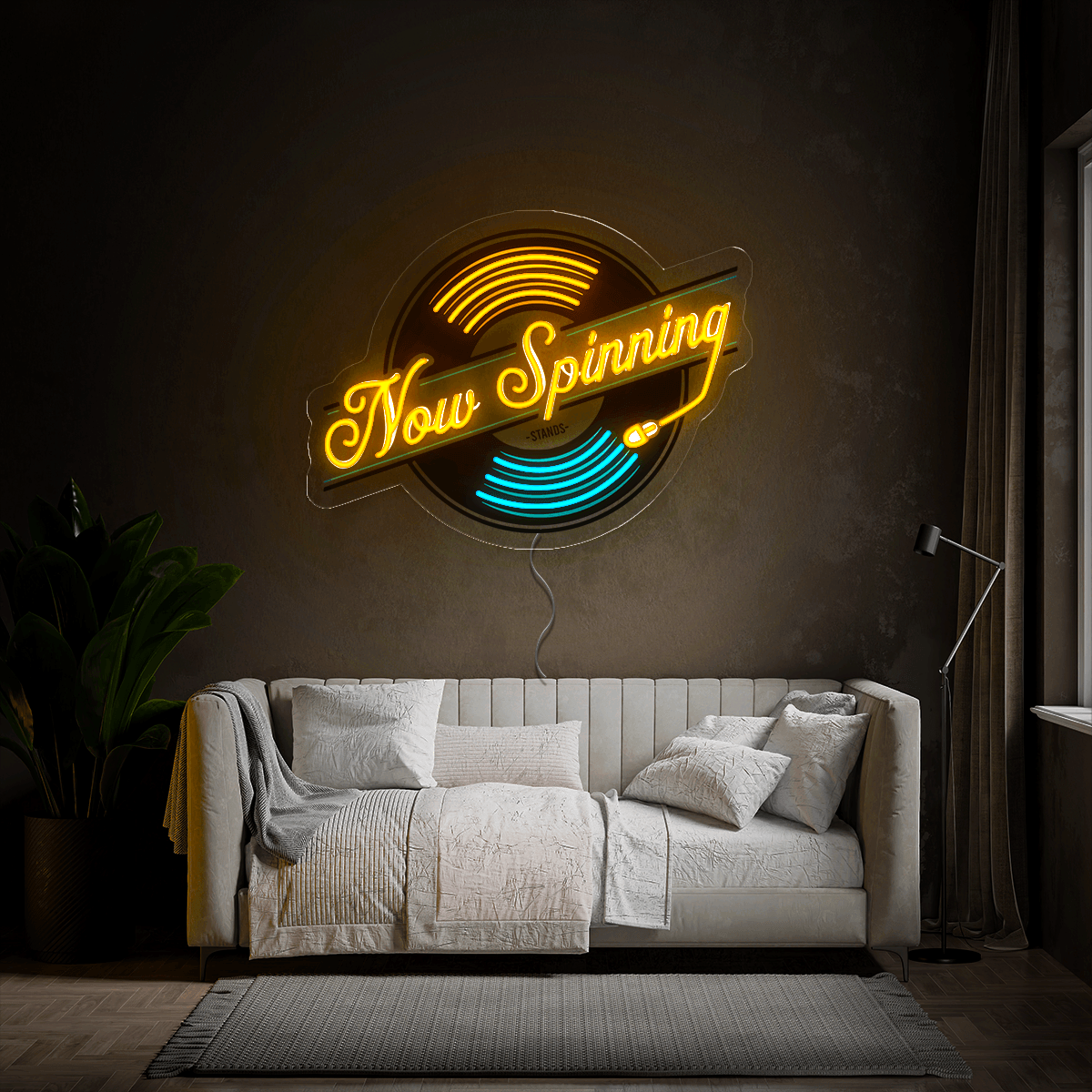 Now Spinning Record Artwork Neon Sign