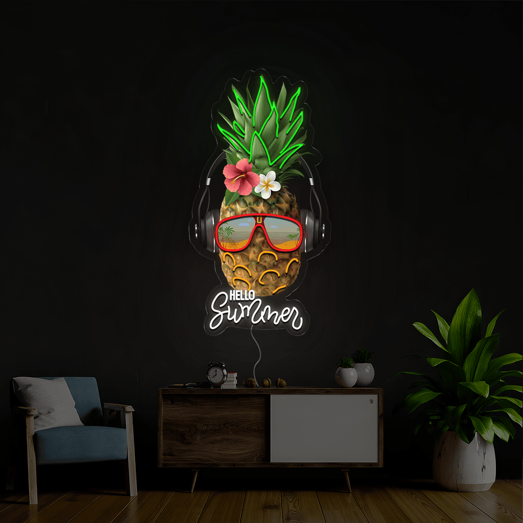 Pineapple Hello Summer Artwork Neon Sign