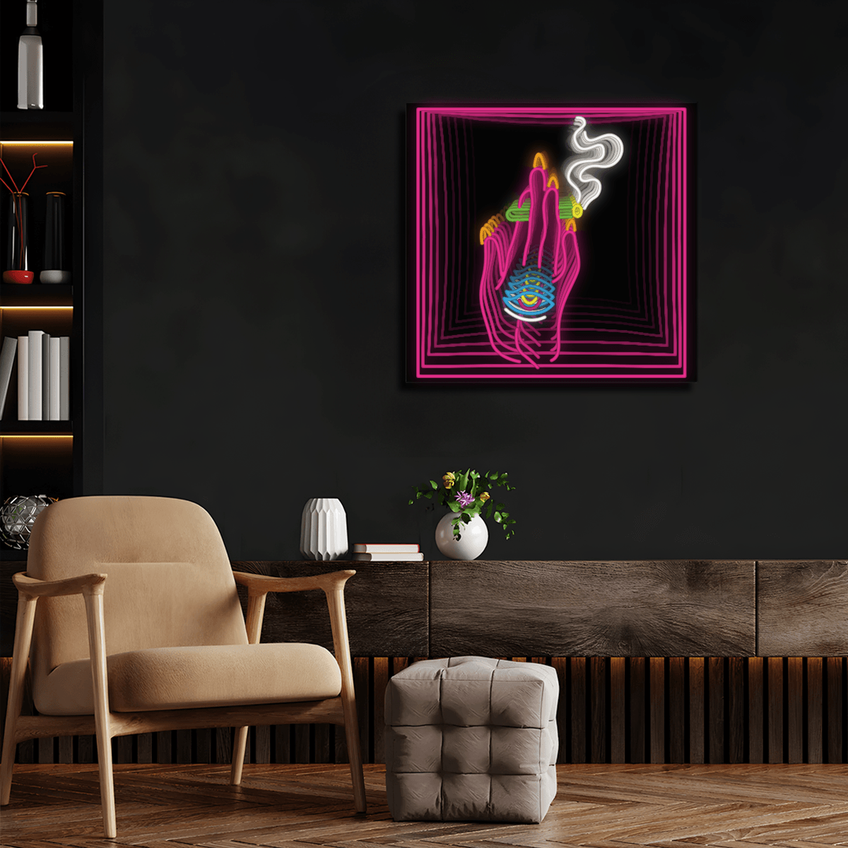 Tripping Smoking Hand Weed Infinity Neon Sign