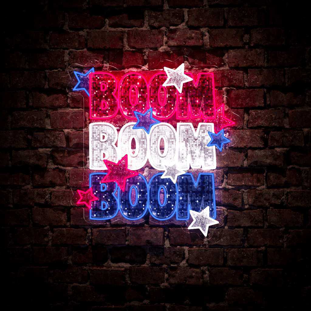 Boom Boom Boom 4th Of July Artwork Neon Sign