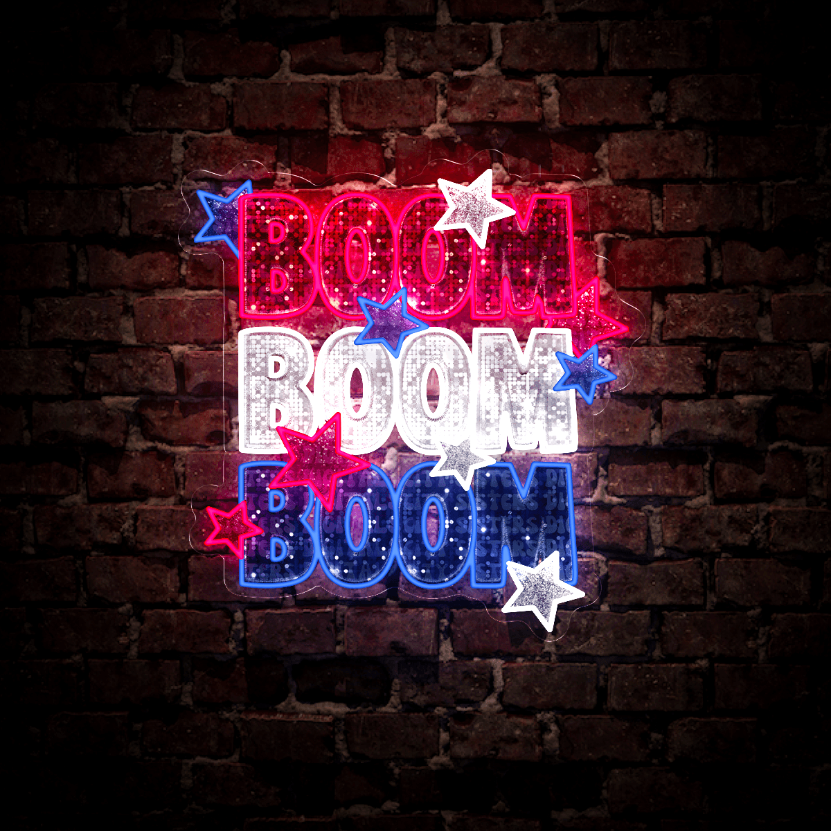 Boom Boom Boom 4th Of July Artwork Neon Sign