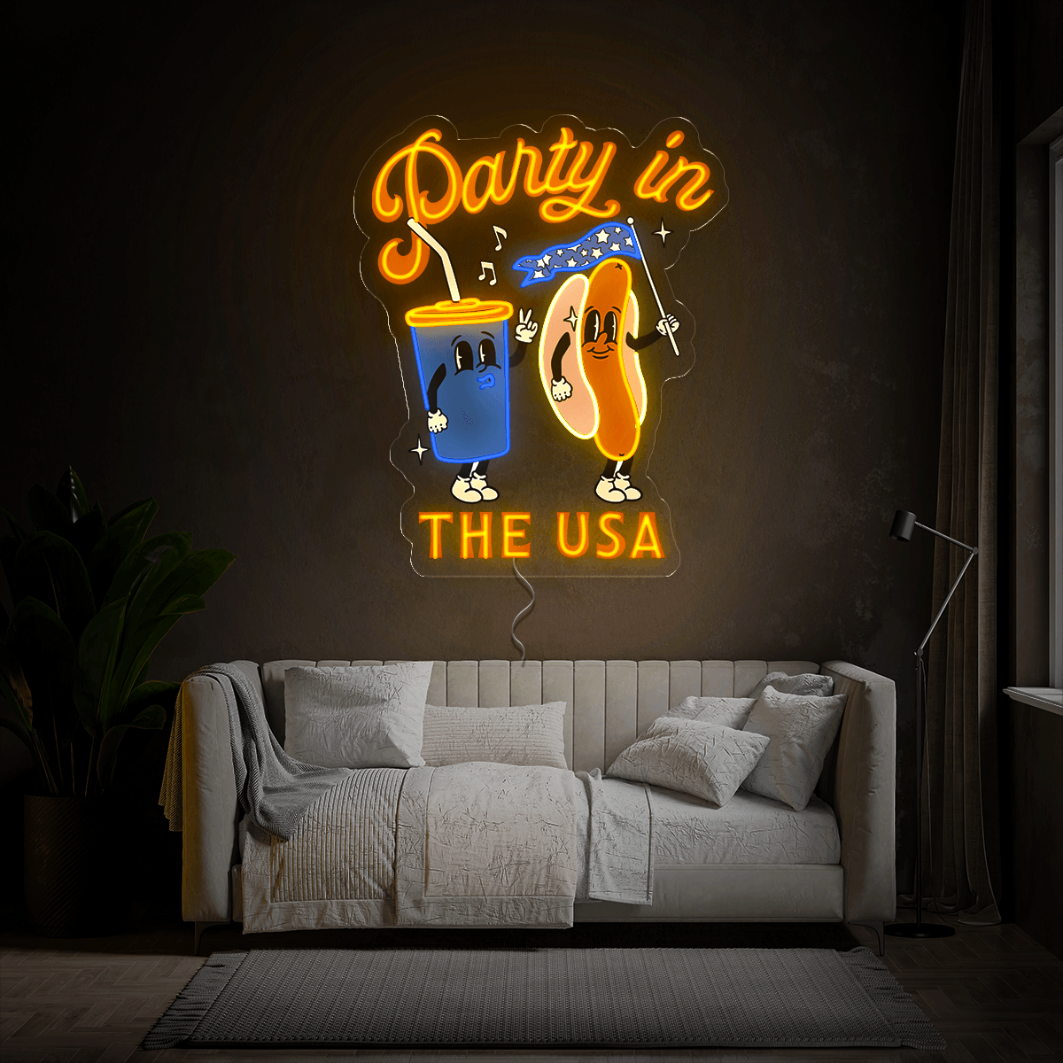 4th of July Party In The USA Artwork Neon Sign