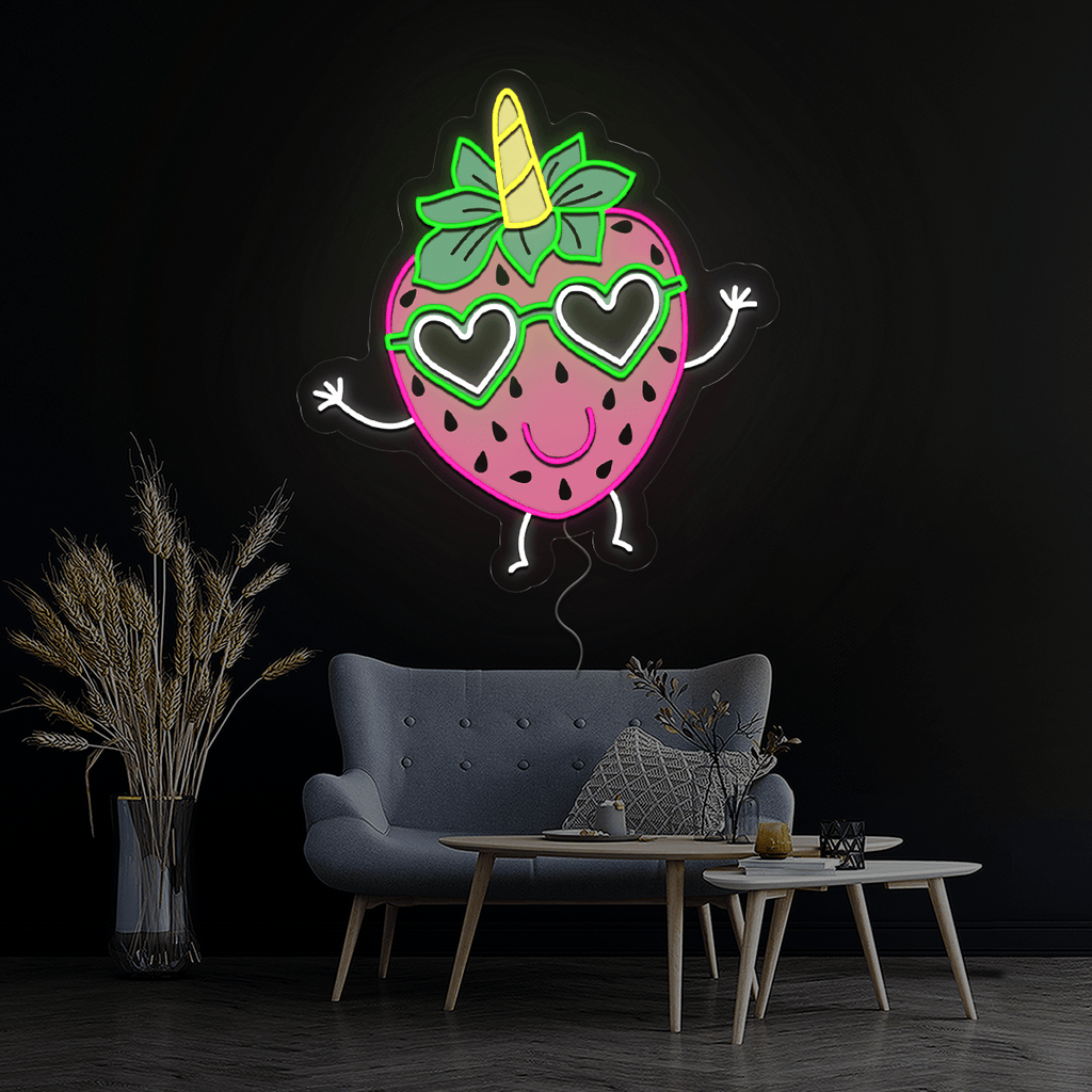 Strawberry Just Smile Artwork Neon Sign