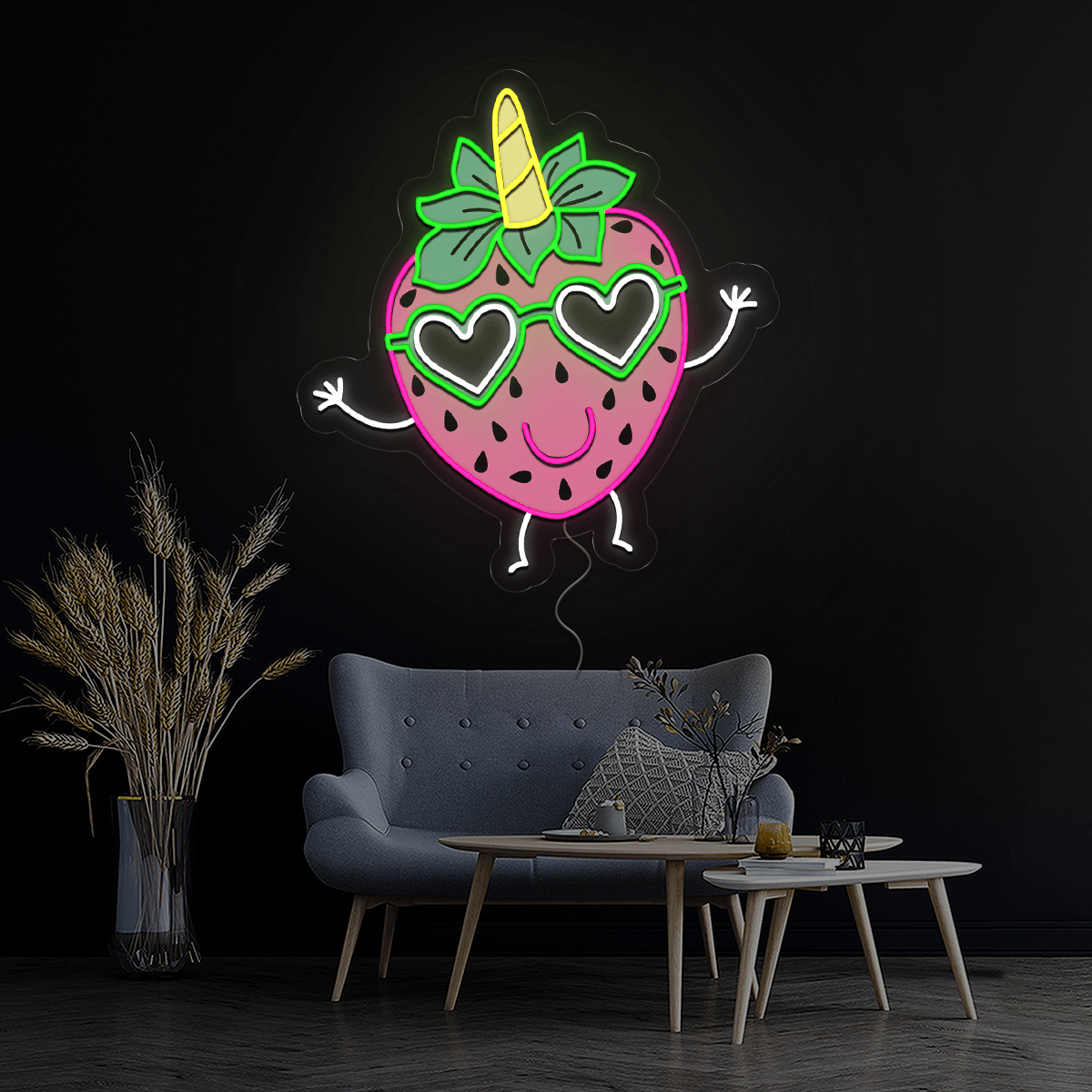 Strawberry Just Smile Artwork Neon Sign