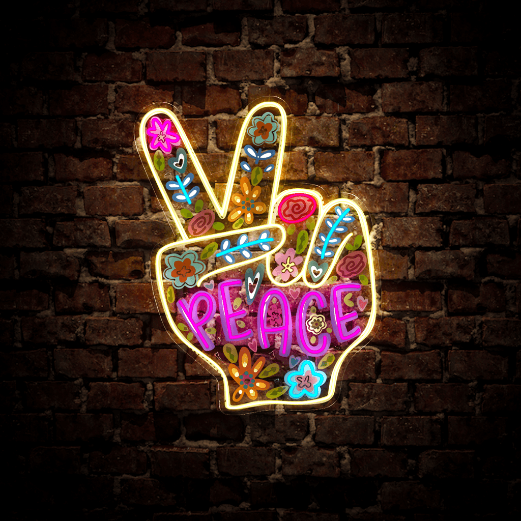 Peace Hand Artwork Neon Sign