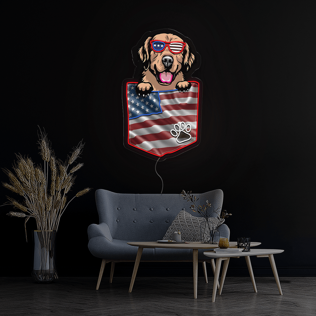 Dog America 4th Of July Artwork Neon Sign