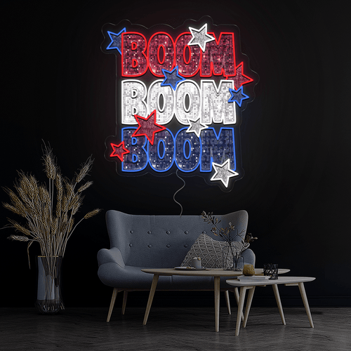Boom Boom Boom 4th Of July Artwork Neon Sign