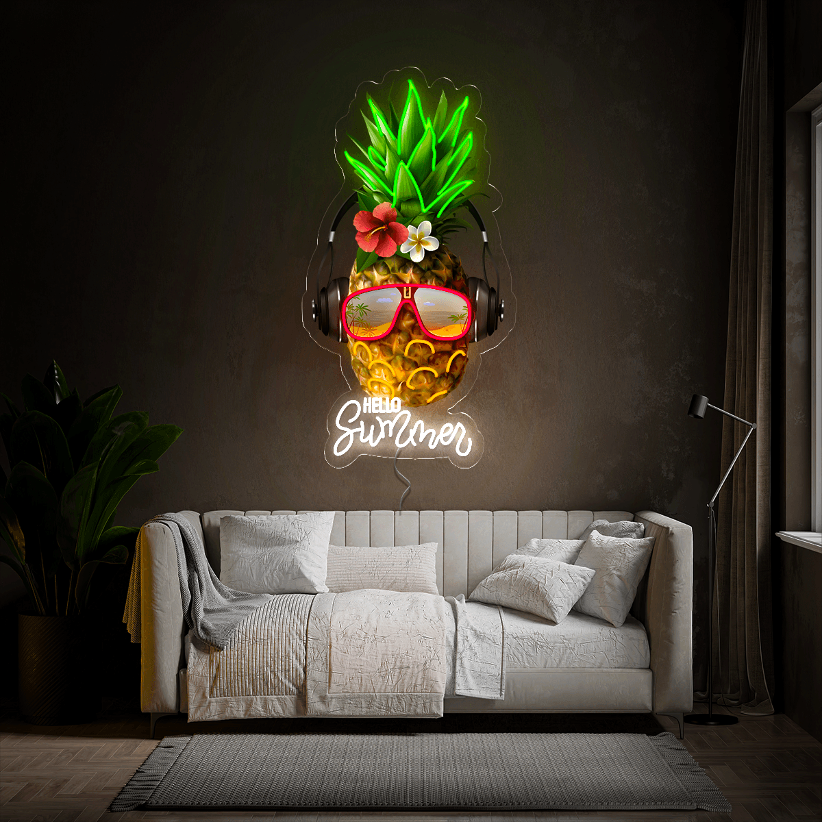 Pineapple Hello Summer Artwork Neon Sign