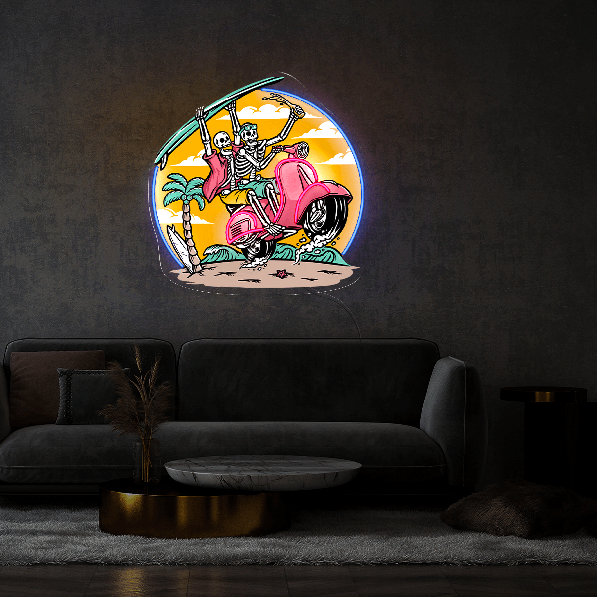 Skeleton Summer Artwork Neon Sign