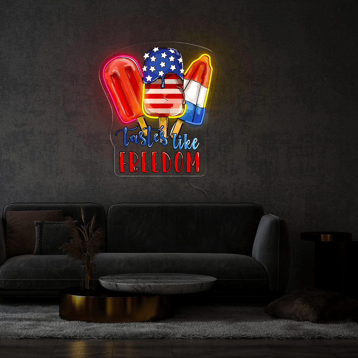 Red Blue White Popsicle Artwork Neon Sign