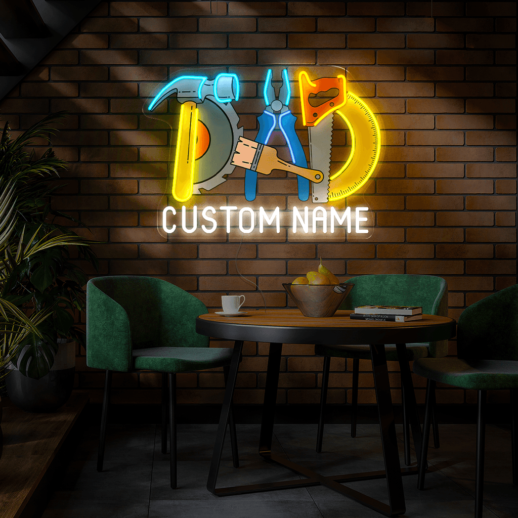 Personalized Dad's Hand Tools Artwork Neon Sign