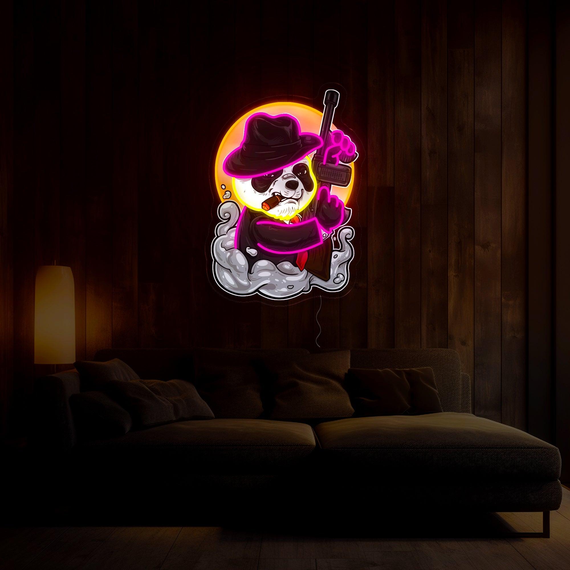 Mafia Panda Artwork Neon Sign