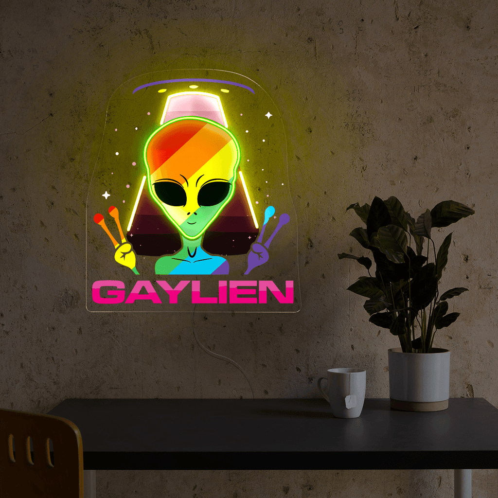 Funny LGBT Pride Gaylien Artwork Neon Sign