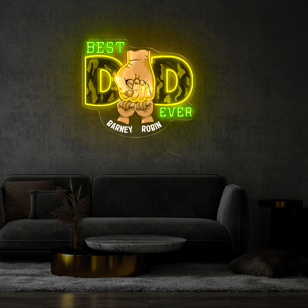 Personalized Best Dad Ever Artwork Neon Sign