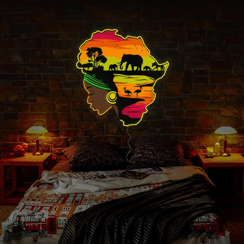 Black Women Juneteenth Artwork Neon Sign