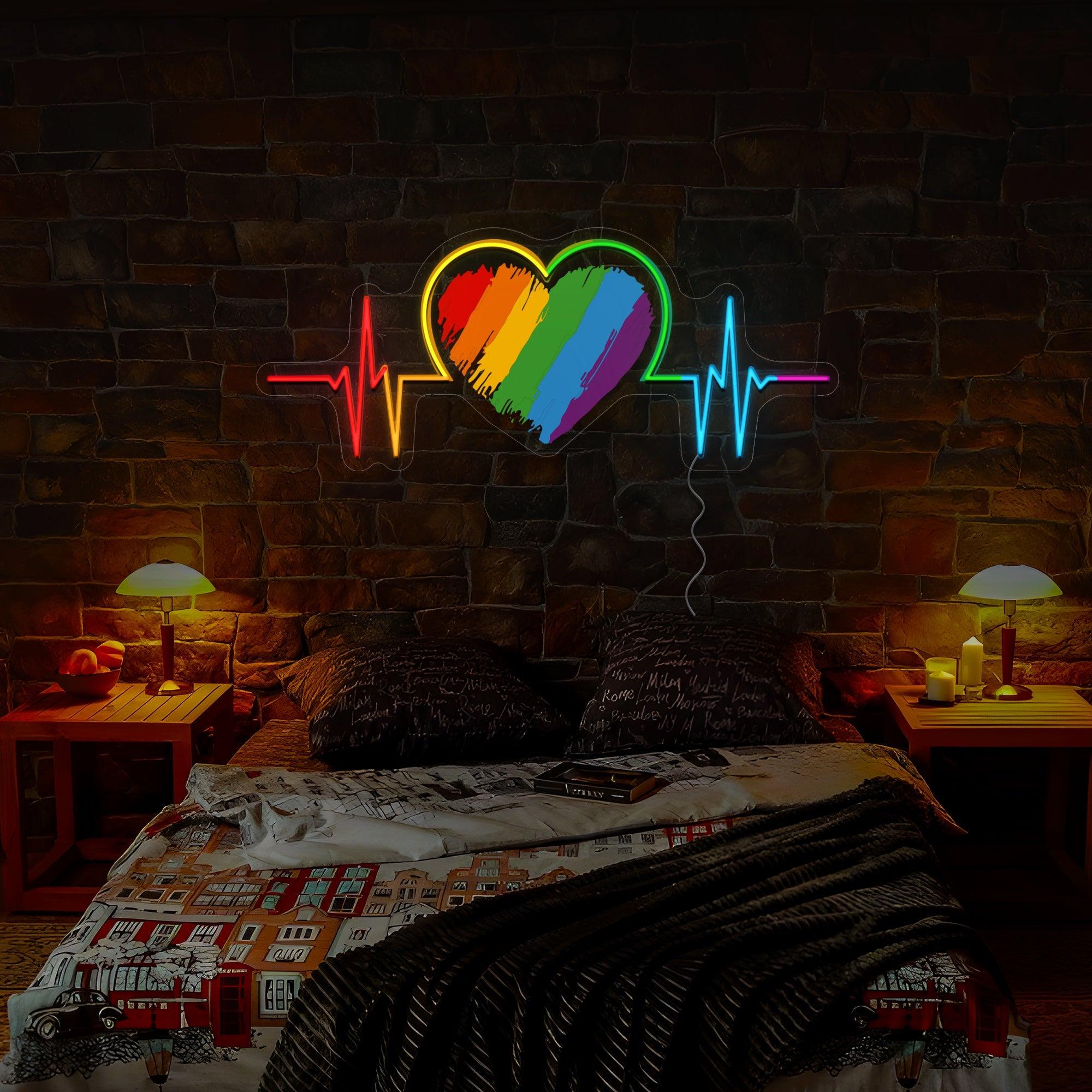Pride Month Heartbeat Artwork Neon Sign