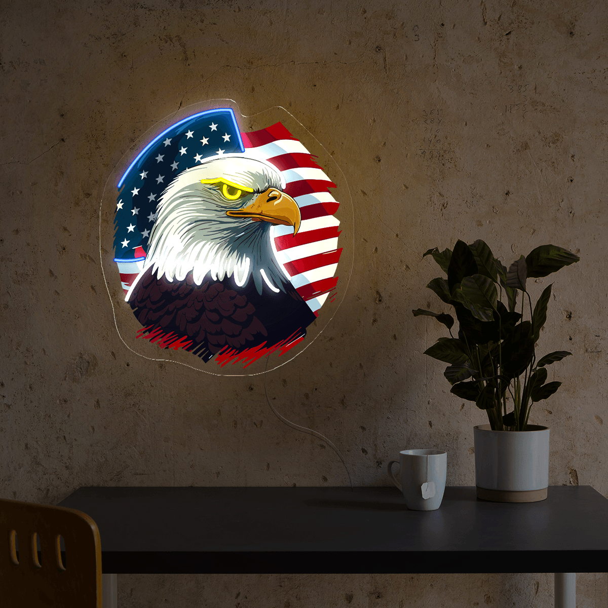 American Flag And Eagle Artwork Neon Sign