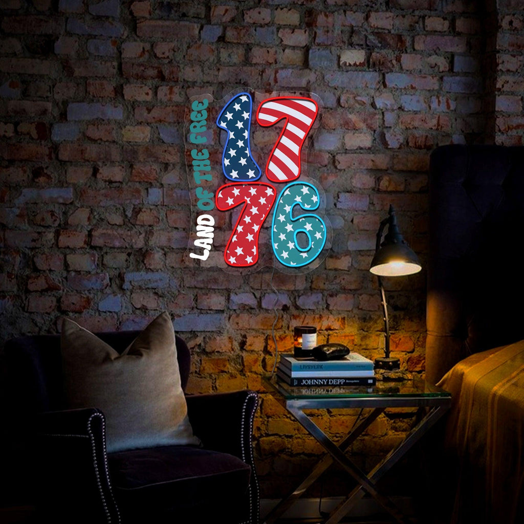 1776 Land Of The Free Artwork Neon Sign