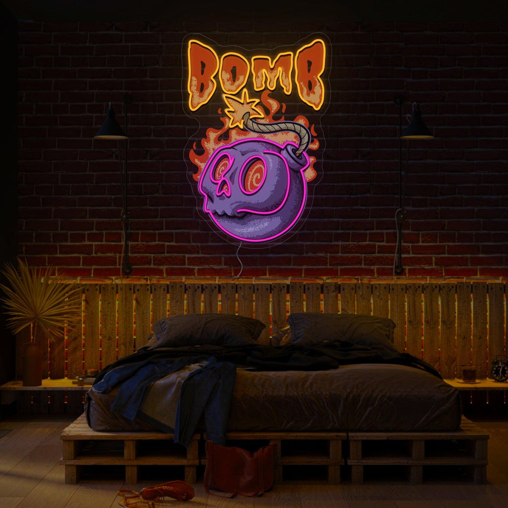 Skull Bomb Artwork Neon Sign