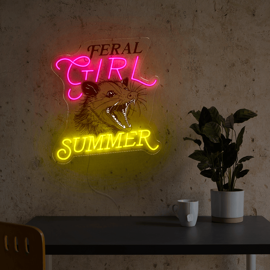 Feral Girl Summer Artwork Neon Sign