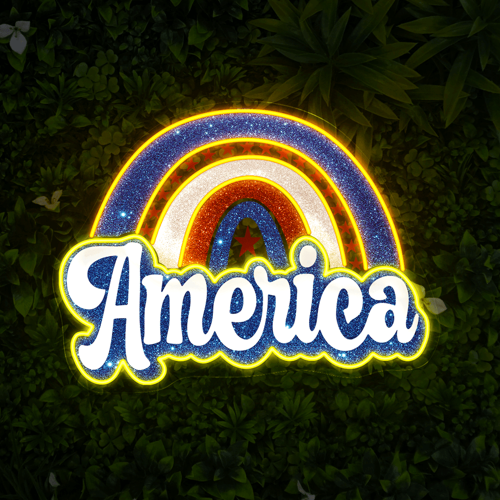 America 4th Of July Artwork Neon Sign