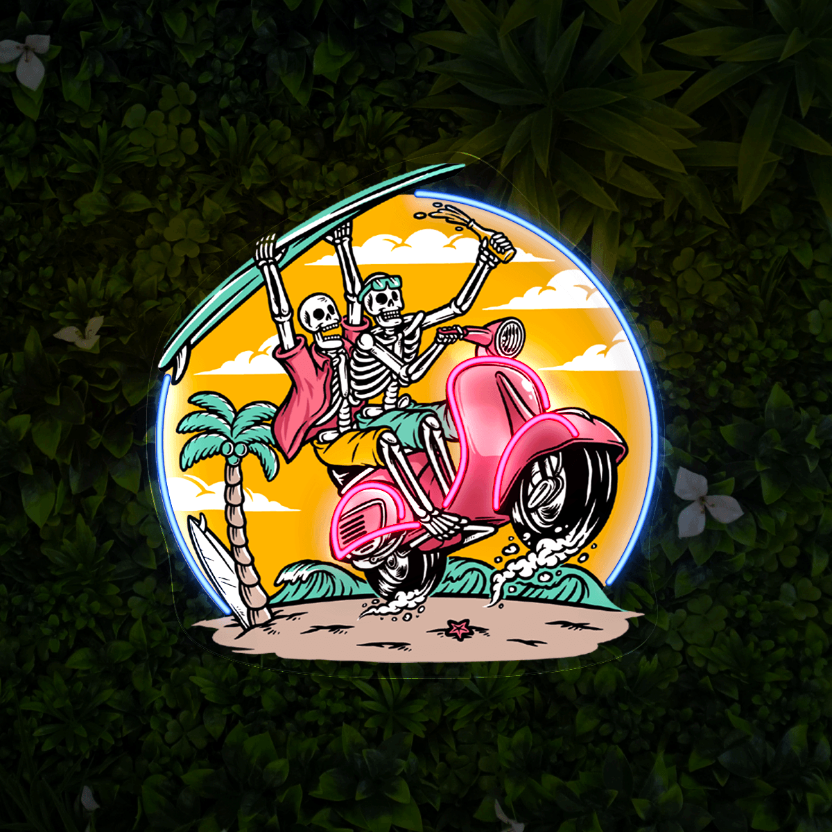 Skeleton Summer Artwork Neon Sign