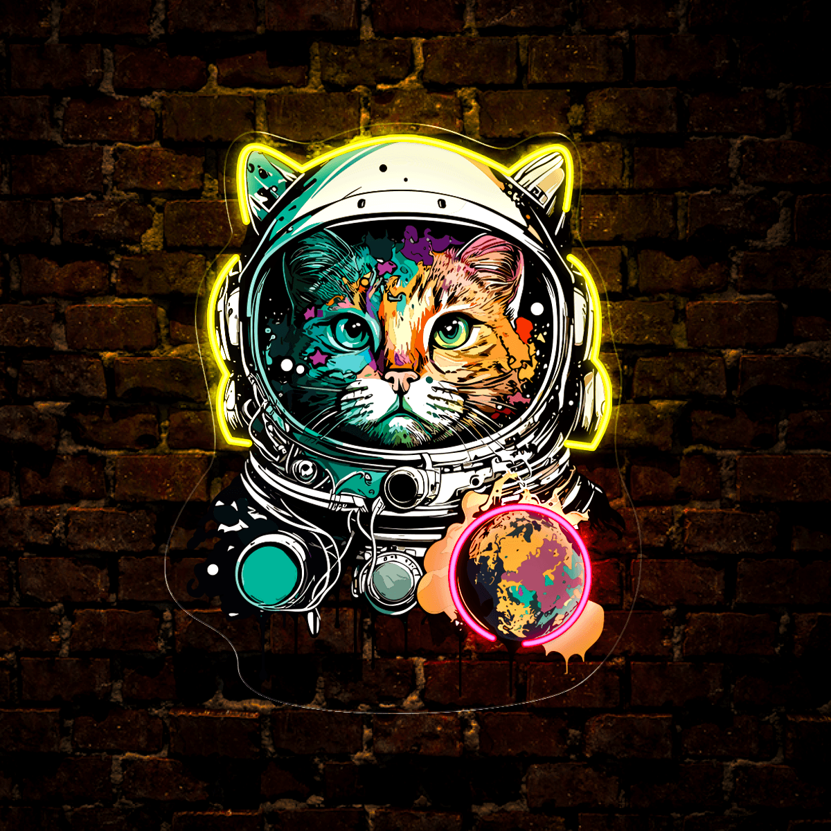 Cat Astronaut Artwork Neon Sign