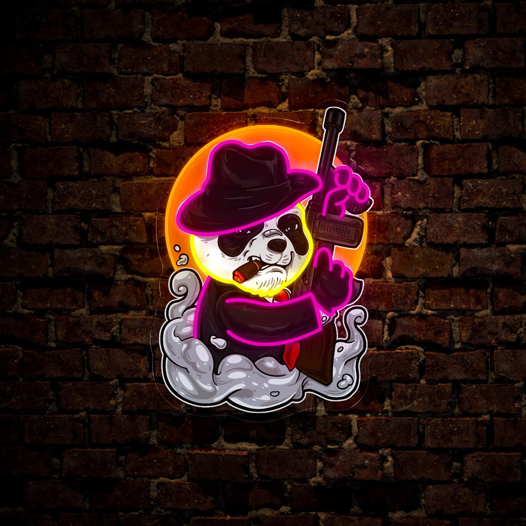 Mafia Panda Artwork Neon Sign