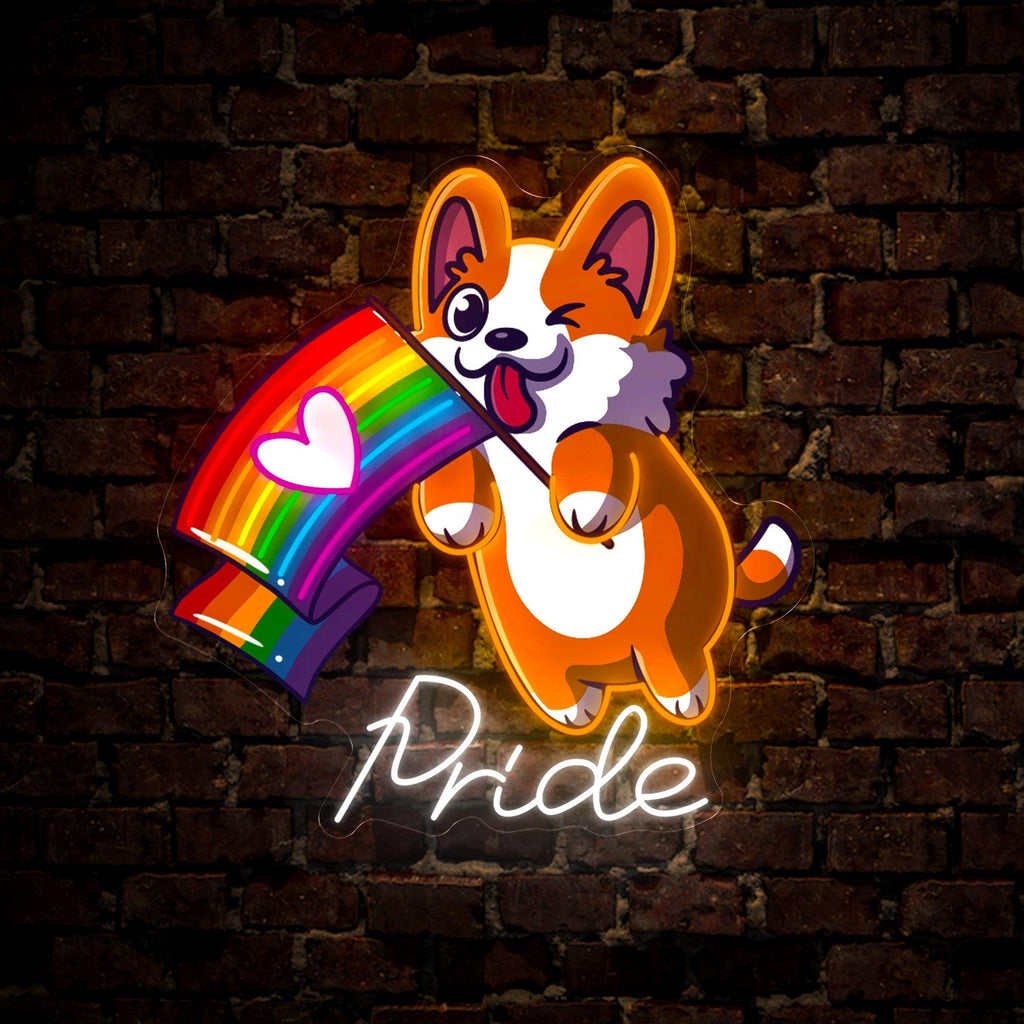 Funny Dog Rainbow Pride Artwork Neon Sign